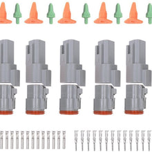 MUYI 10 Kit 4 Pin Way DT Series Connector Gray Receptacle IP67 Waterproof Heavy Duty 14-20 AWG 13 Amps Continuous DT04-4P DT04-4S w/Wedge Lock W4P W4S (10 Kits, 4 Pin)