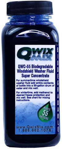 Qwix Mix Biodegradable Windshield Washer Fluid Concentrate, 1 Bottle Makes 55 Gallons - Grime & Bug Remover, Superior Commercial Grade Glass Cleaner, Single