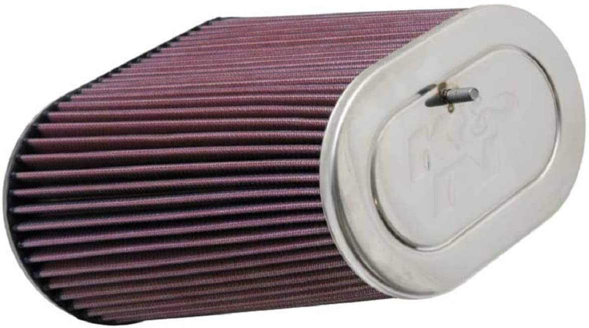 K&N Universal Clamp-On Air Filter: High Performance, Premium, Washable, Replacement Filter: Flange Diameter: 3.125 In, Filter Height: 9 In, Flange Length: 0.625 In, Shape: Oval Straight, RF-1012