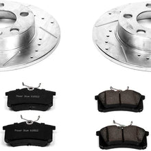 Power Stop K847 Rear Brake Kit with Drilled/Slotted Brake Rotors and Z23 Evolution Ceramic Brake Pads,Silver Zinc Plated