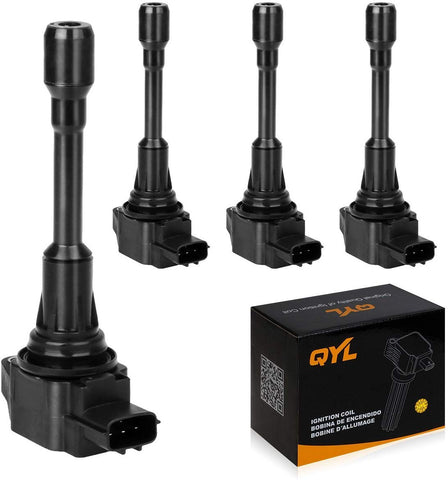 QYL 4Pcs Ignition Coils Pack Replacement for Nissan Altima Sentra Rogue 2008-2017 Cube 2009-2014 Tiida 2011-2014 Versa 2007-2011 X-Trail 2008-2012 Rogue Select 2014-2015#C1696 UF549 5C1753