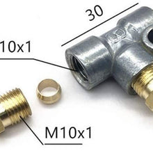 WHWEI 3 Way T Piece Tee Brake Pipe with 3 M10 Male Nuts Short Metric Copper (Color : Silver)