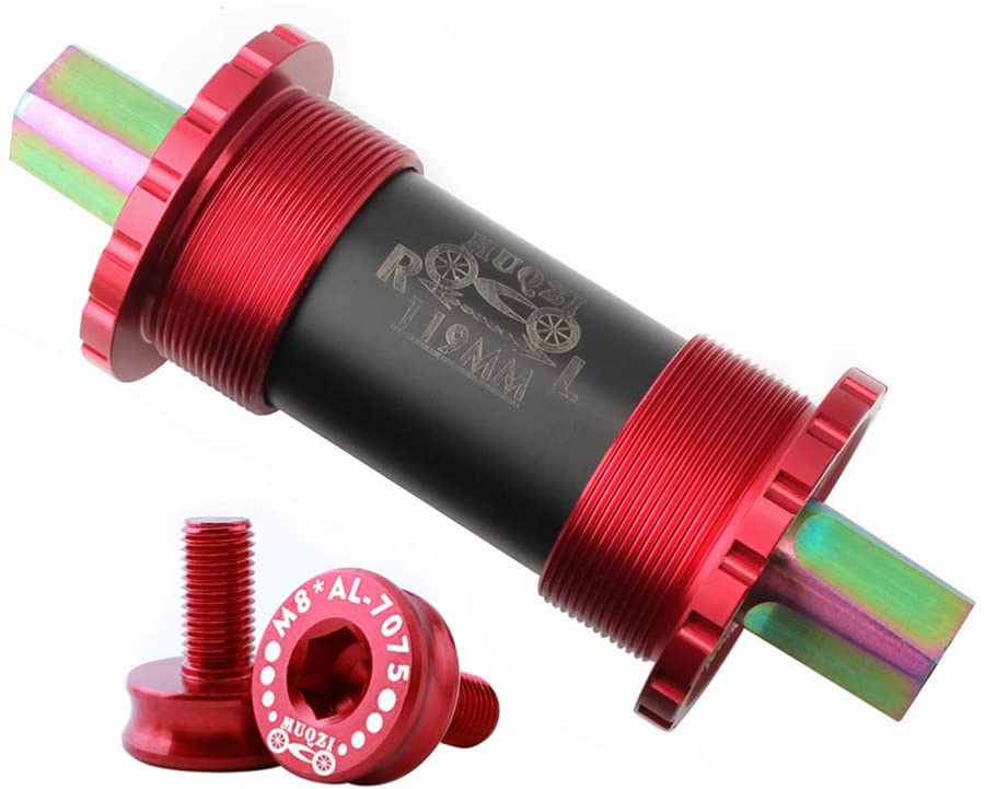 BESPORTBLE Road Bike Bottom Bracket Taper Bottom Bracket Ceramics Central Axis Titanium Alloy Square Hole for Bike Mountain Bike Parts 119mm Red (Red Size 1)