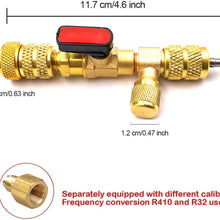 9M9 Valve Core Remover Installer Tool with Dual Size SAE 1/4 & 5/16 Port for HVAC R22 R410A, 4 Pieces Valve Cores, New Version (No Gas Loss)