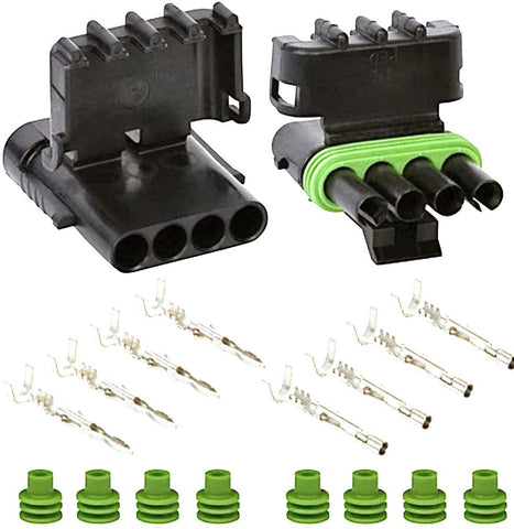 WEATHER-PACK Delphi 4 Way Sealed Connector Assembly Kit for 20-18 AWG (0.5-0.8 mm2)