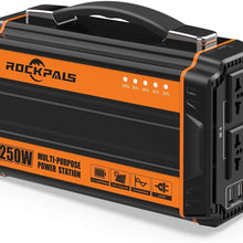 Rockpals 250-Watt Portable Generator Rechargeable Lithium Battery Pack Solar Generator with 110V AC Outlet, 12V Car, USB Output Off-grid Power Supply for CPAP Backup Camping Emergency