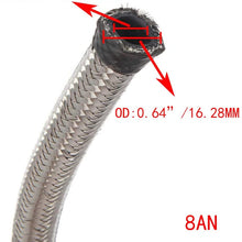 SUNROAD 8AN 20Ft Universal Braided Oil Fuel Line Hose Stainless Steel Nylon with 10PC Swivel Fitting Hose Ends Adapter Kit-Silver