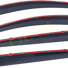 DEAL 4-Piece Set Outside Mount Tape On/Clip On Type Smoke Tinted Sun/Rain Guard Vent Window Visors With Chrome Trim For 2017-2020 Honda CR-V All Models