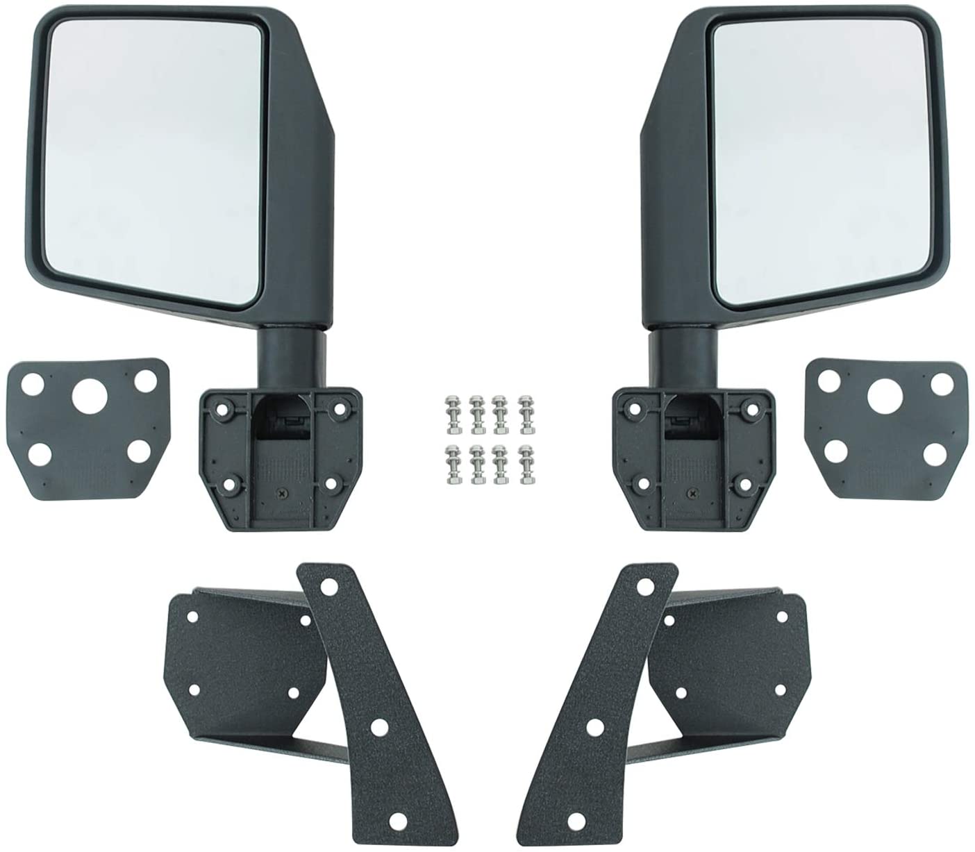 EAG Reflection Mirrors with Pillar Post Relocation Brackets Fit for 07-18 Jeep Wrangler JK