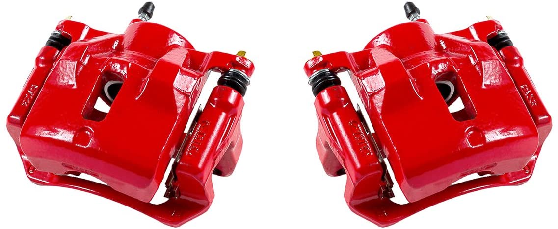 Callahan CCK11984 [2] FRONT Performance Grade Red Powder Coated Semi-Loaded Caliper Assembly Pair Set