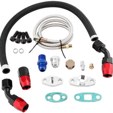 Qii lu Turbo Oil Feed Return Line Kit, AN10 Fitting Adapter Flange for T3 T4 GT35 T70 T66