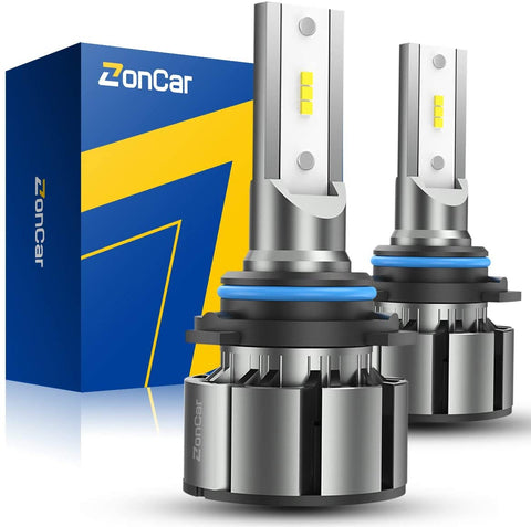 ZonCar 9005 / HB3 LED Headlight Bulbs, High Beam Halogen Replacement, 2 Pcs/Kit, 12 CSP Chips, 6500K Xenon White Extremely Bright Light 12V