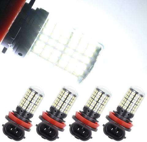 cciyu White 6000k H11 H8 H16 LED Bulbs 144SMD LED Bulbs with Projector Replacement for Fog Light,4Pack