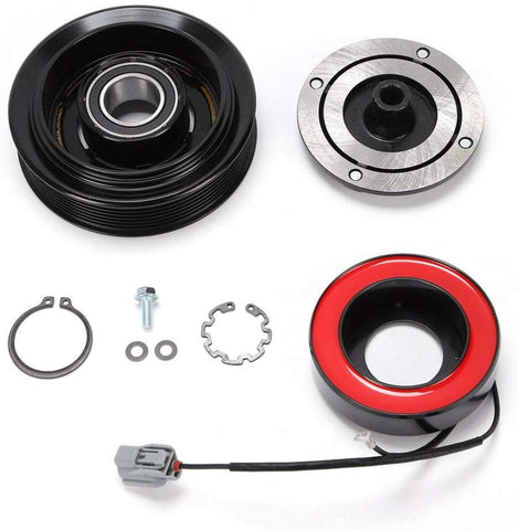 AC Compressor Clutch Set Pulley Bearing Coil Plate Fit Honda Accord 03-07 2.4L ir Conditioning Repair Kit Plate Pulley Bearing Coil