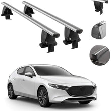 Roof Rack Cross Bars Lockable Luggage Carrier Smooth Roof Cars | Fits Mazda3 Hatchback 2019-2021 Silver Aluminum Cargo Carrier Rooftop Bars | Automotive Exterior Accessories