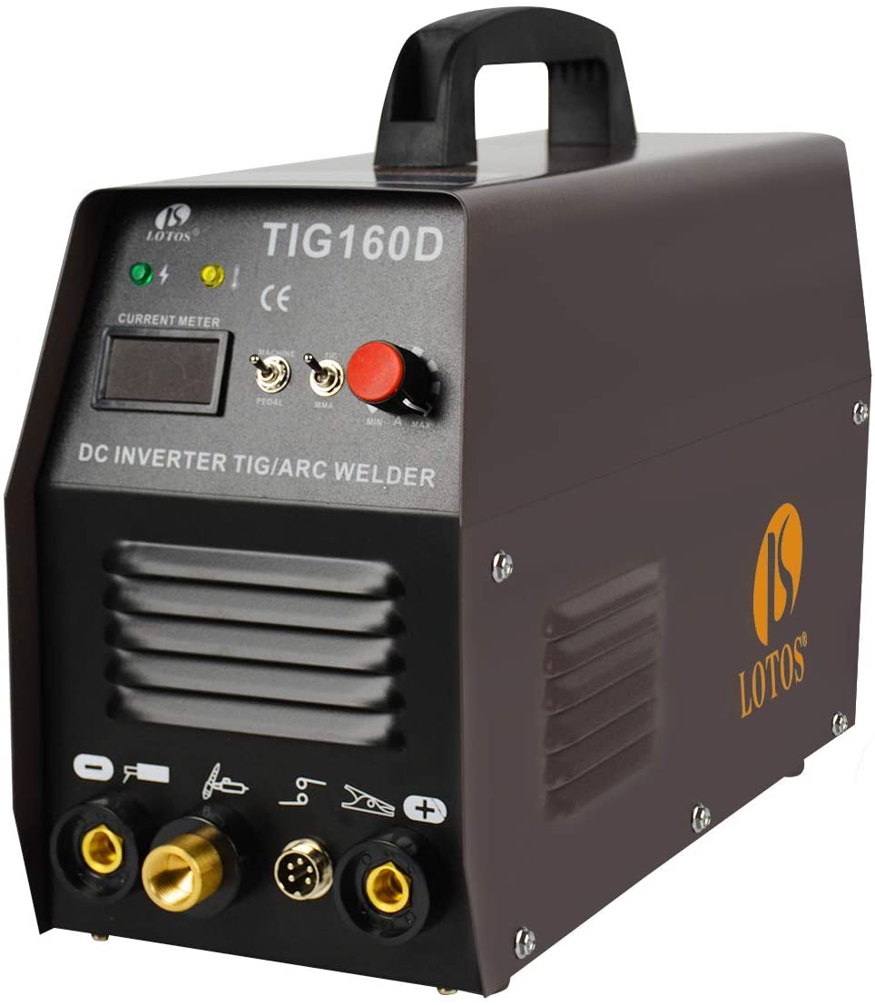 Lotos TIG160 160A DC Tig Welder with DC Stick/Arc Welding Machine, IGBT, 110V 220V Auto Dual Voltage, Brown