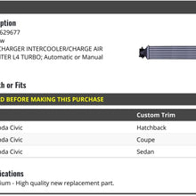 Turbocharger Intercooler/Air Cooler - Compatible with 2016-2019 Honda Civic 1.5L Turbo