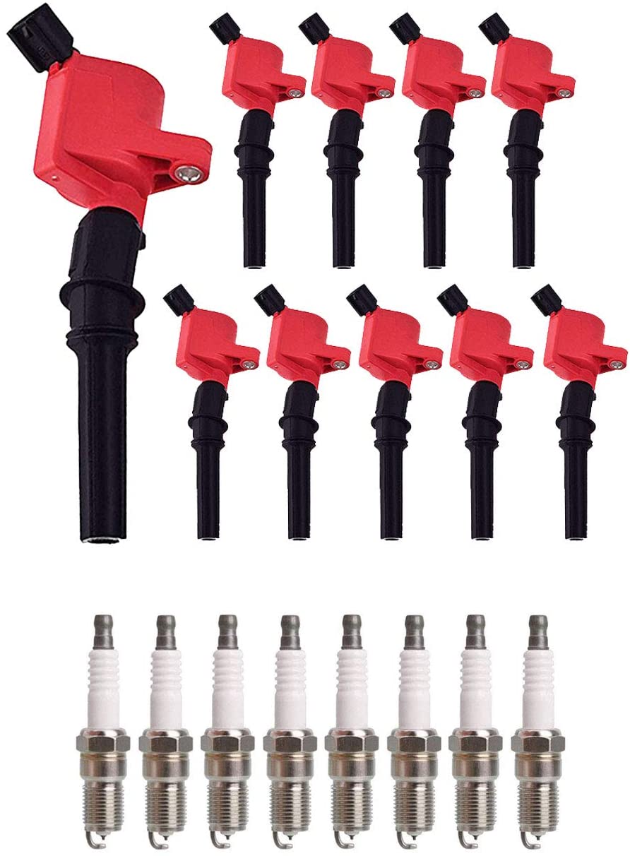 ENA Direct Ignition Coil and Platinum Spark Plug Set of 8 Compatible with 2009-2010 Ford Explorer Mercury Mountaineer Ford F150 V8 4.6L DG508 SP509