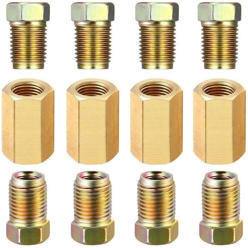 FSLLOVE FANGSHUILIN Brake Fittings Brass Inverted Flare Union & Compression Accessories 12 Pcs S4M4 (Color : Copper Unions) (Copper Unions)