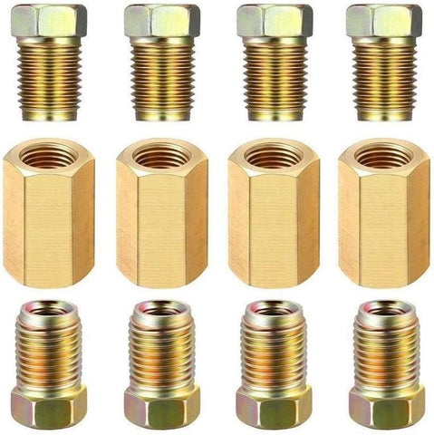 FSLLOVE FANGSHUILIN Brake Fittings Brass Inverted Flare Union & Compression Accessories 12 Pcs S4M4 (Color : Copper Unions)