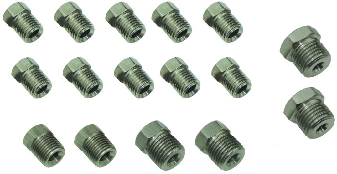 Inline Tube (L-3-2 Stainless Steel Brake Line Fitting/Tube Nut Fitting Pack for 3/16