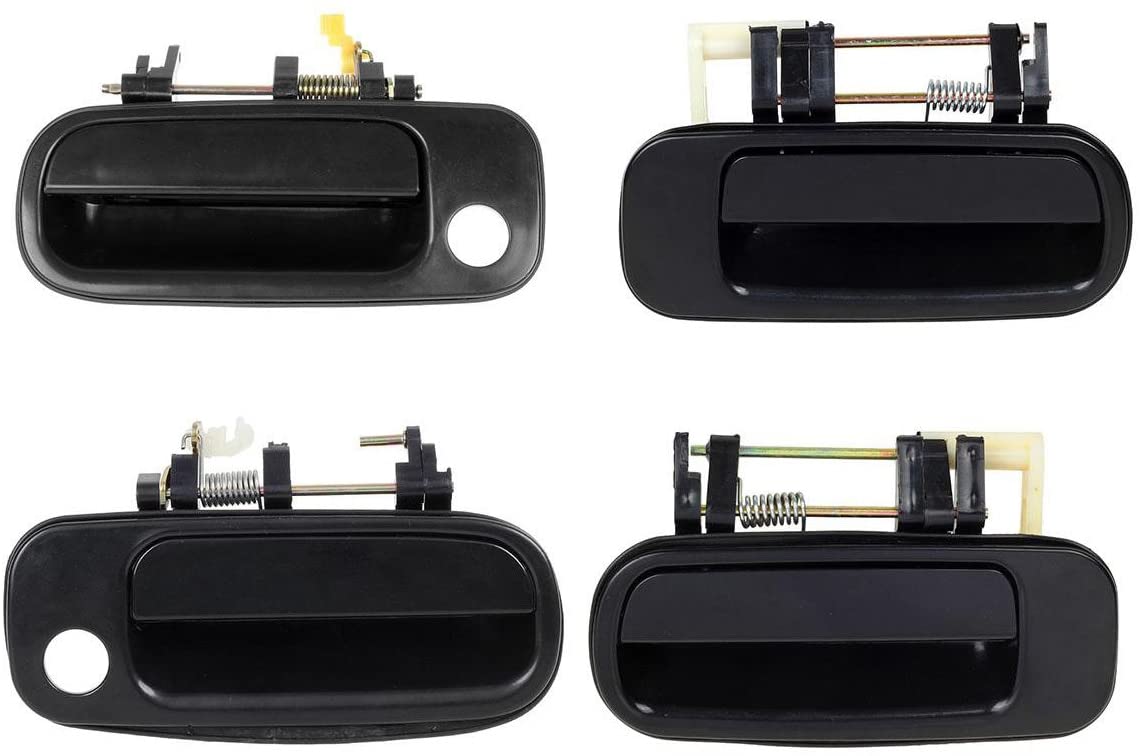 AUTEX 4pcs Black Exterior Outer Door Handle Compatible with Toyota Camry 1993 1994 1995 1996 Front Rear Left Right (Passenger Driver Side)