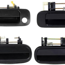 AUTEX 4pcs Black Exterior Outer Door Handle Compatible with Toyota Camry 1993 1994 1995 1996 Front Rear Left Right (Passenger Driver Side)