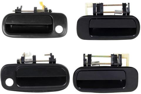 AUTEX 4pcs Black Exterior Outer Door Handle Compatible with Toyota Camry 1993 1994 1995 1996 Front Rear Left Right (Passenger Driver Side)