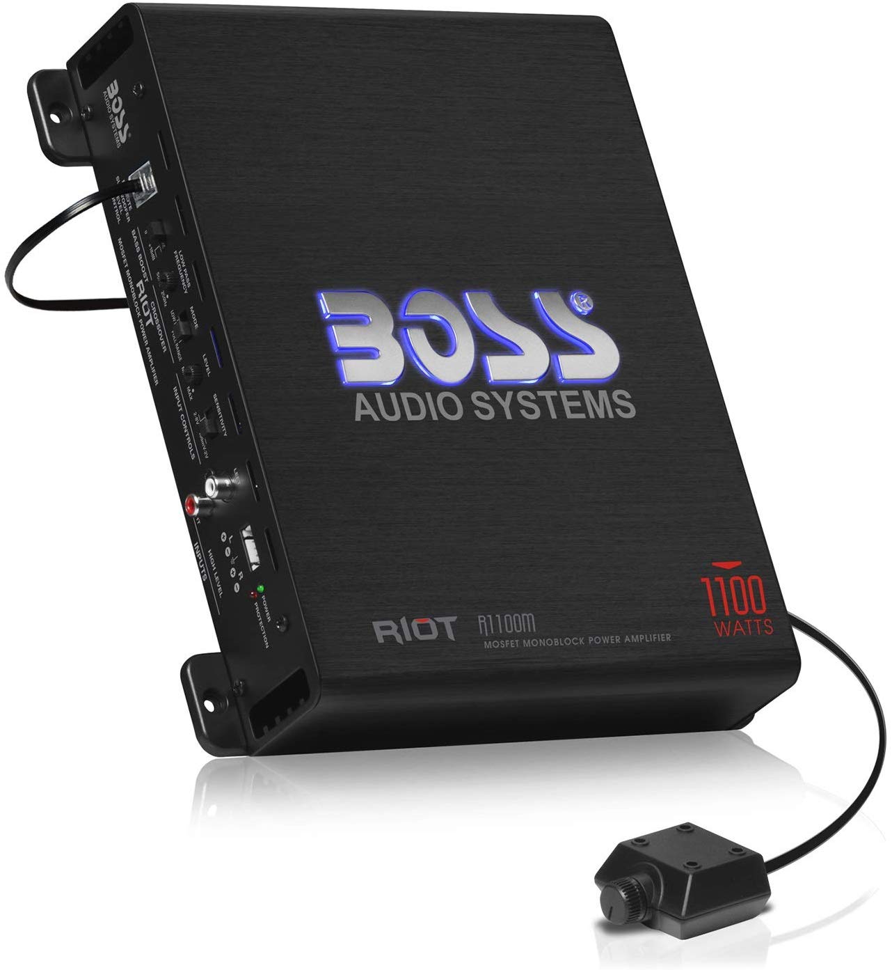 BOSS Audio Systems R1100M Monoblock Car Amplifier - 1100 Watts Max Power, 2/4 Ohm Stable, Class A/B, Mosfet Power Supply, Remote Subwoofer Control