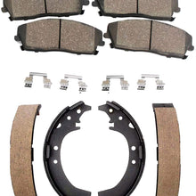 Detroit Axle - Front Ceramic Brake Pads + Rear Brake Shoes for 2008-2014 Scion xD - [2009-2018 Toyota Corolla]