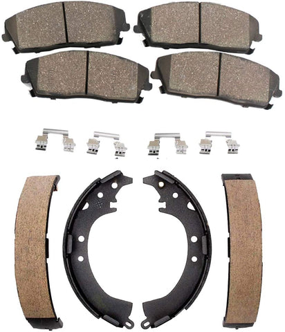Detroit Axle - Front Ceramic Brake Pads + Rear Brake Shoes for 2008-2014 Scion xD - [2009-2018 Toyota Corolla]
