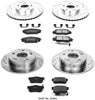 Power Stop K2441 Front & Rear Brake Kit with Drilled/Slotted Brake Rotors and Z23 Evolution Ceramic Brake Pads,Silver Zinc Plated