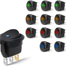 Nilight 90013L 12PCS Round Toggle LED Switch 12V Car Truck Rocker On-Off Control Blue Green Yellow Red,2 Years Warranty