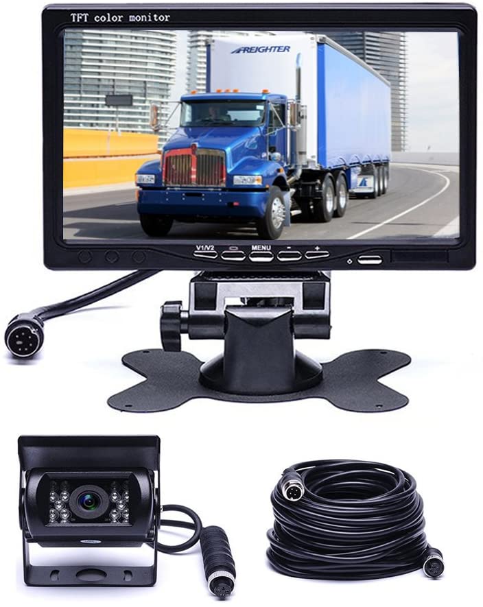 Hikity Backup Camera and Monitor Kit, Waterproof 18 IR LED Night Vision Reverse Camera + 7