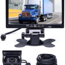 Hikity Backup Camera and Monitor Kit, Waterproof 18 IR LED Night Vision Reverse Camera + 7" TFT Rear View Monitor Vehicle Parking System for RV Bus Trailer Truck (65ft 4-Pin Aviation Video Cable)