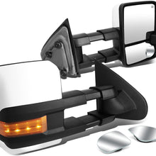 Replacement for Silverado/Sierra Powered Heated Smoke Signal Chrome Towing+Corner Blind Spot Mirror