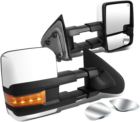 DNA Motoring TWM-016-T999-CH-AM+DM-074 Pair of Towing Side Mirrors + Blind Spot Mirrors