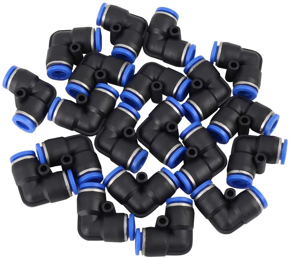 X AUTOHAUX 20pcs Car 8mm L-Shaped 90 Degree Fuel Air Pipe Connectors Hose Fitting Adapters