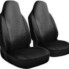 OxGord Car Seat Cover - PU Leather Solid Black with Front Low Bucket Seat - Universal Fit for Cars, Trucks, SUVs, Vans - 2 pc Set