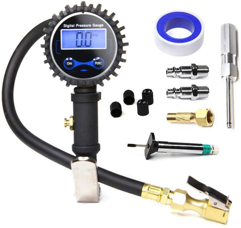 A ABIGAIL Digital Tire Inflator with Pressure Gauge 250 PSI Air Chuck and Compressor Accessories w/Rubber Hose Lock on Air Chuck and Quick Connect Coupler
