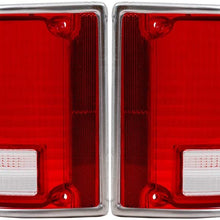 Replacement Driver and Passenger Set Tail Lights Lens with Chrome Trim Compatible with 73-91 C/K Pickup Truck SUV 5968329 5968330