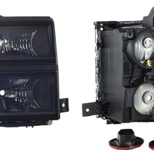 For 2014 2015 Chevy Silverado 1500 Pickup Truck Black Bezel Headlight Lamp Assembly Driver + Passenger Side