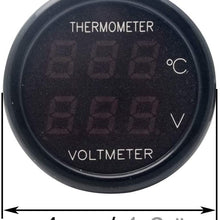 Car Temperature Clock Universal Auto Dashboard Digital Clocks with Blacklight And LCD Screen Adjustable Vehicle Temperature Gauge Support 12h/24h Transformation Modes-Thermometer Voltmeter C