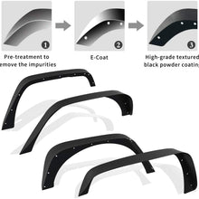 YITAMOTOR Steel Fender Flares Kit Compatible for 2007-2018 Jeep Wrangler Unlimited JK (2/4 Doors), Heavy-duty Off Road Style Front Rear Flat, 4 Pack