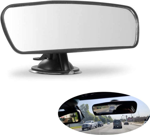 PME Rear View Mirror, Universal Car Truck Mirror Interior Rear View Mirror Suction Cup Rearview Mirror… (Plain Mirror, Width 21.5cm/8.5in)