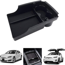 SPAUTO Tesla Model S/Model X Center Console Organizer, Armrest Storage Box with Cup Holder (Fit: Tesla Model S/Model X 2016 2017 2018)