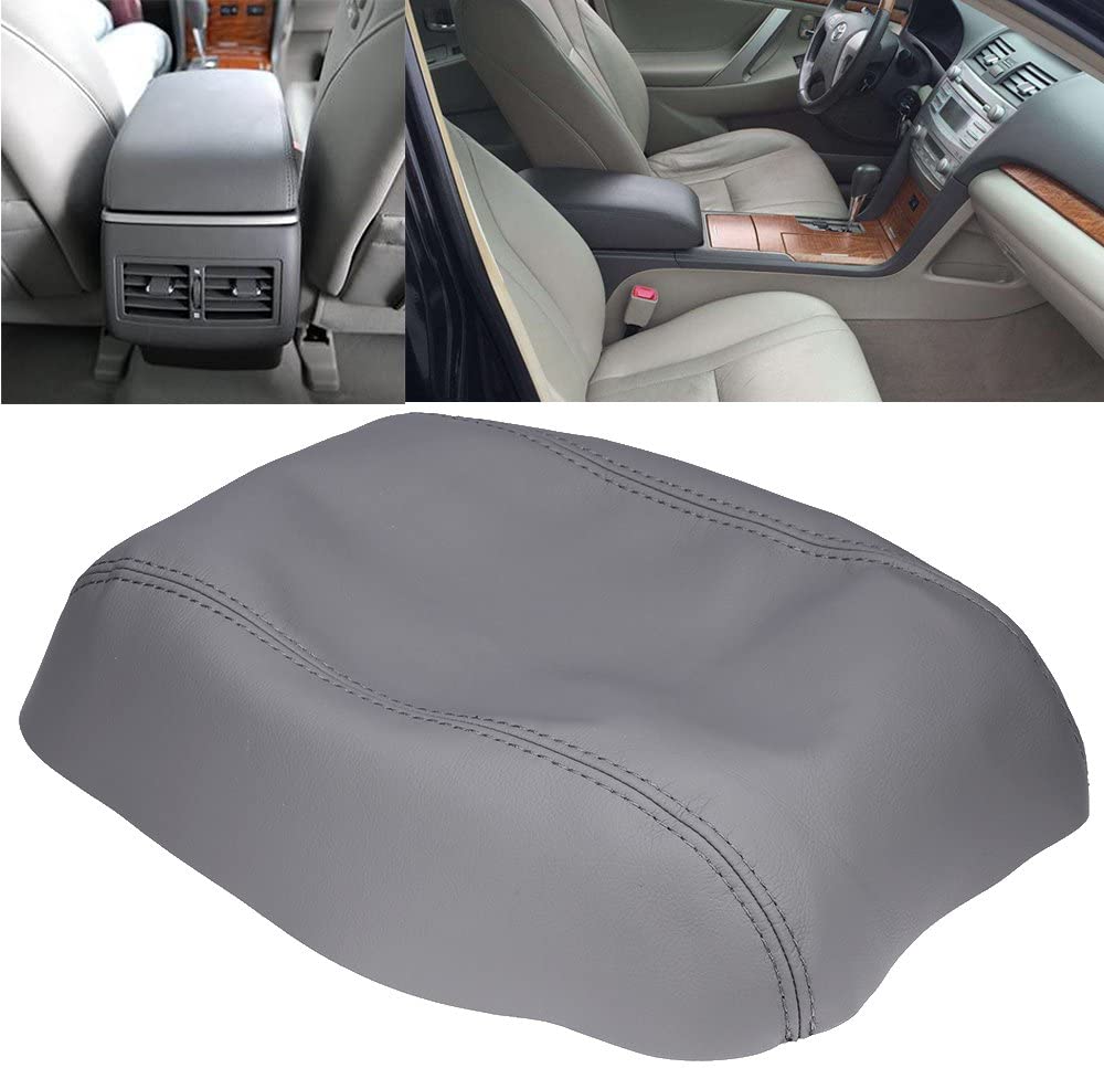 QKPARTS Armrest Center Console Lid Cover Microfiber Leather Fits for Toyota Camry 2007-2011 Gray