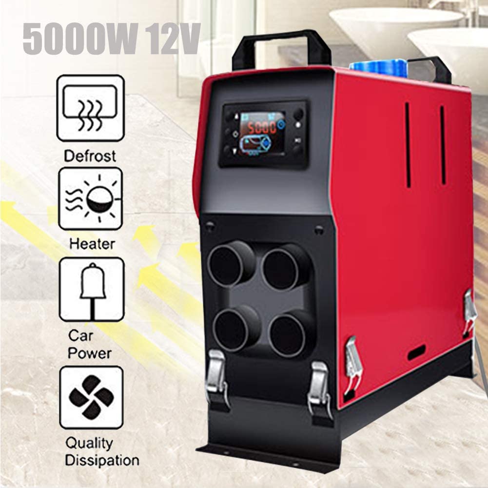 12V 5KW Diesel Air Heater | Diesel Parking Heater Muffler | Automotive Diesel Air Conditioning Heater with LCD Thermostat Monitor for RV, Snow Plow, Motorhome, Trailer, Trucks, Boats