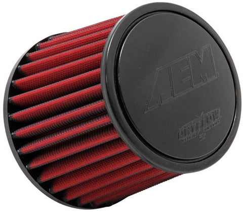 AEM 21-203DK Universal DryFlow Clamp-On Air Filter: Round Tapered; 3 in (76 mm) Flange ID; 5.125 in (130 mm) Height; 6 in (152 mm) Base; 5.125 in (130 mm) Top
