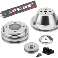 BlackPath - 302 + 351W + 351C + 400M V-Belt Pulley Kit Fits Ford Engines (Polished) T6 Billet